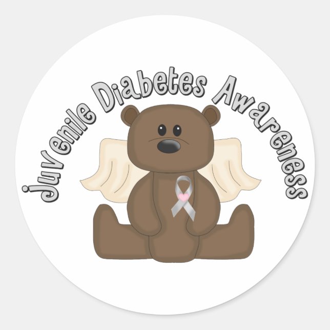 Juvenile Diabetes Awareness Bear Classic Round Sticker (Front)