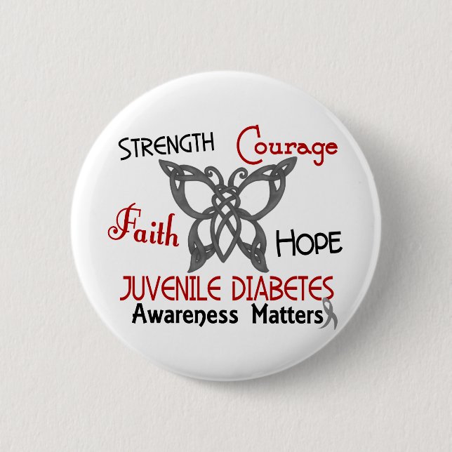 Juvenile Diabetes Celtic Butterfly 3 2 Inch Round Button (Front)