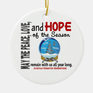 Juvenile Diabetes Christmas 3 Snow Globe Ornaments