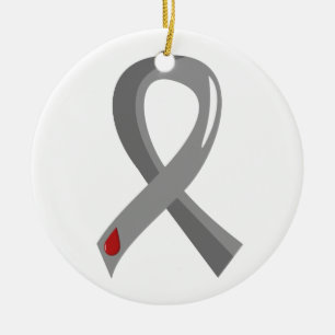 Juvenile Diabetes Grey Ribbon 3 Ceramic Ornament