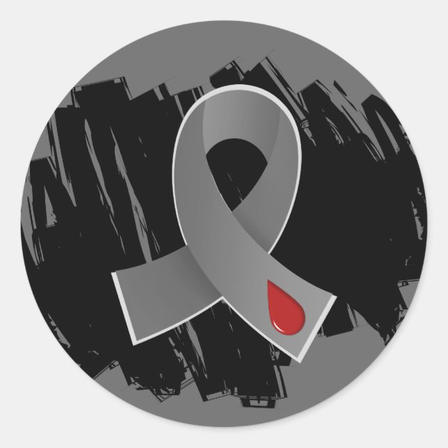Juvenile Diabetes Grey Ribbon With Scribble Classic Round Sticker (Front)