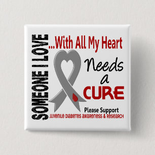 Juvenile Diabetes Needs A Cure 3 2 Inch Square Button