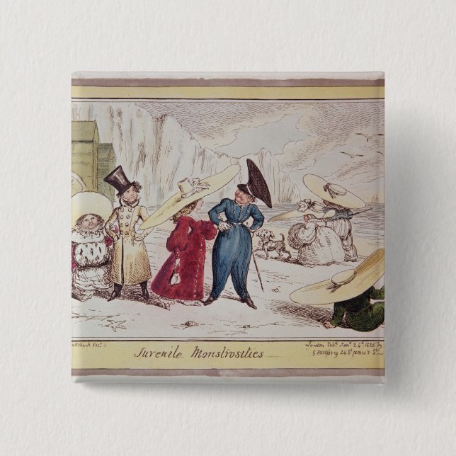 Juvenile Monstrosities, 1825 2 Inch Square Button (Front)