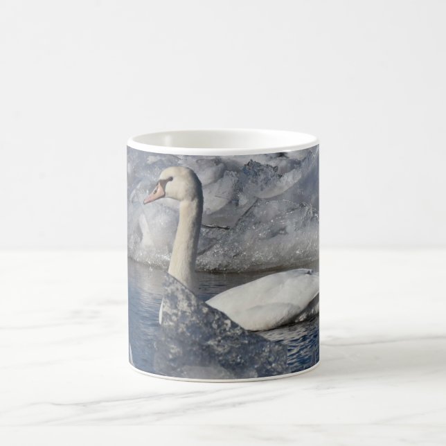 Juvenile Swan in Icey River Coffee Mug (Center)