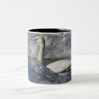 Juvenile Swan in Icey River Two-Tone Coffee Mug