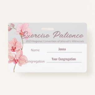 JW 2023 Convention Custom Name Exercise Patience Badge