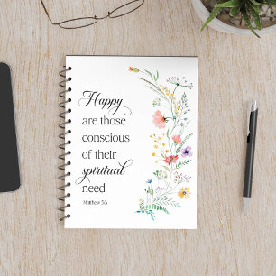 JW 2026 Year Text with Spring Flowers Matthew 5:3 Notebook