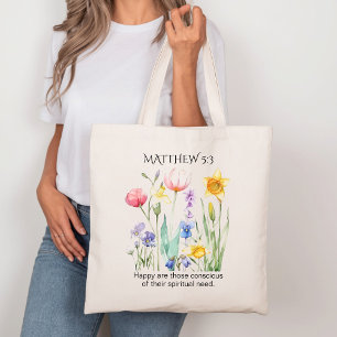 JW 2026 Year Text with Watercolor Florals Tote Bag
