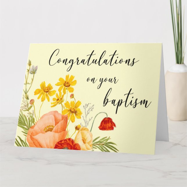 JW Baptism Cadeaux - Carte de voeux Fleur Rouge (Devant)