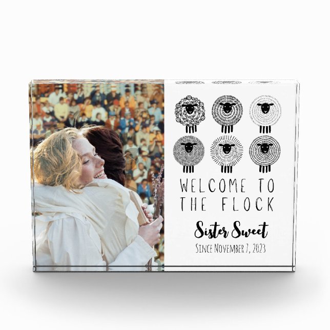 JW Baptism Gift Personalized Welcome to the Flock Photo Block (Front)