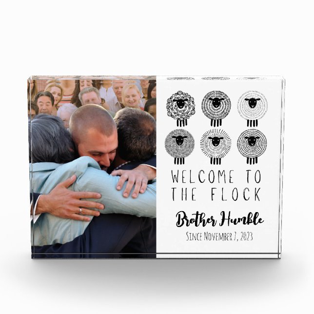 JW Baptism Gift Personalized Welcome to the Flock Photo Block (Front)