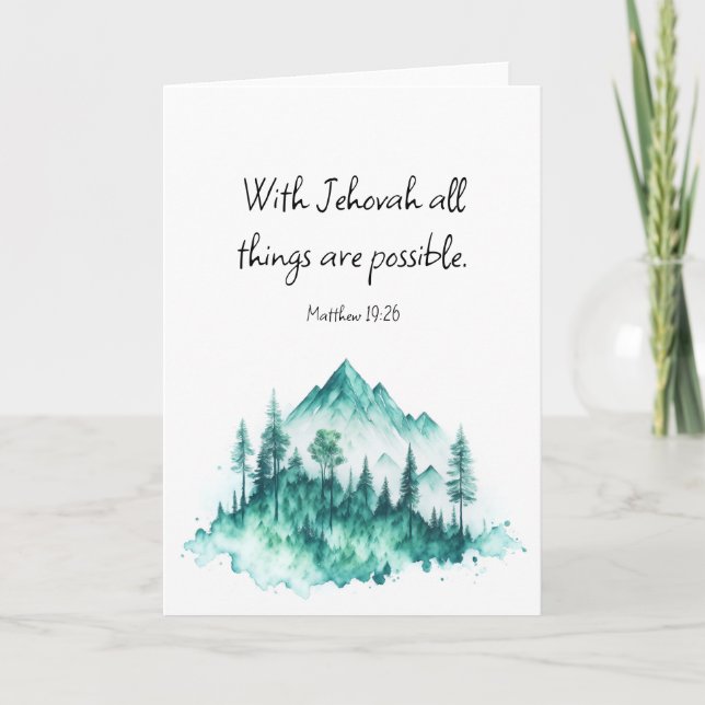 JW Card, Matthew 19:26 | Carte de voeux JW pliée (Devant)