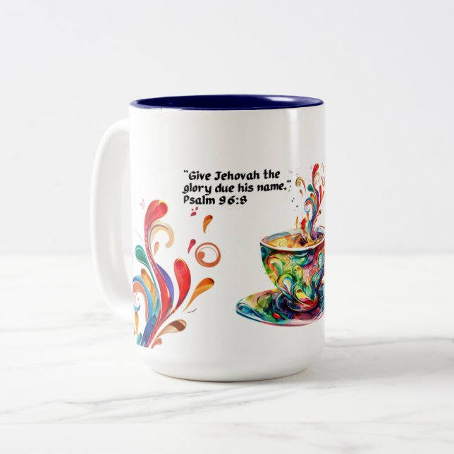 JW Coffee Lover Mug avec texte de l'année 2025 (Devant gauche)