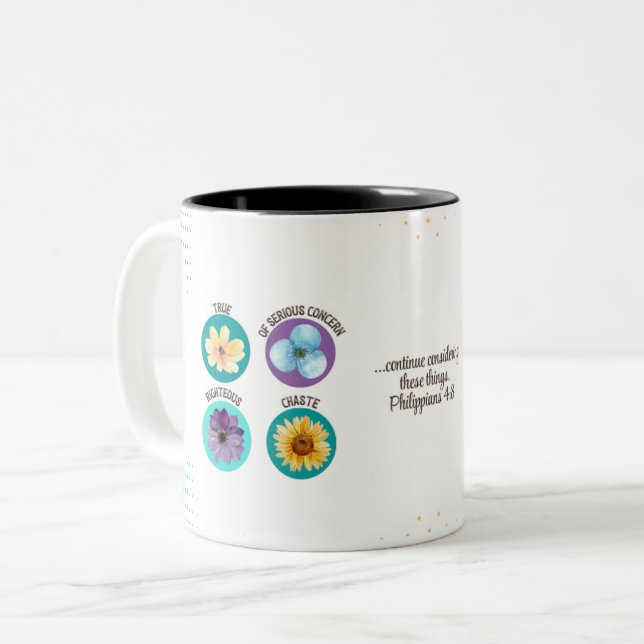 JW Floral Coffee Cup Philippians 4:8 (Front Left)