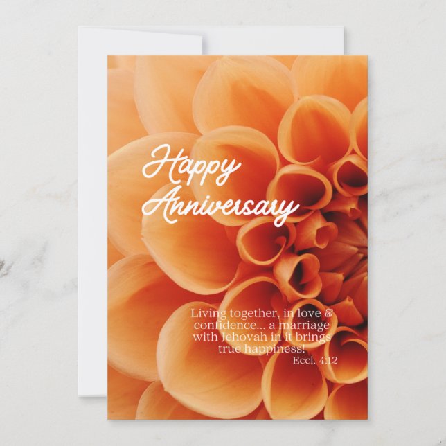 JW Happy Anniversary Card - Orange Dahlia Flower (Front)
