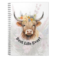 JW Highland Cow BEST LIFE EVER Notebook