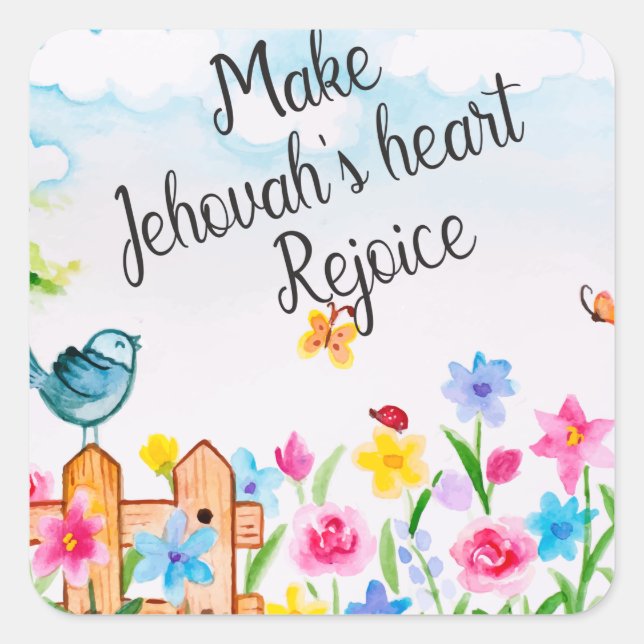 JW Ministry Supply Make Jehovahs' heart rejoice Square Sticker (Front)
