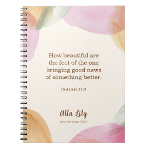 JW Notebook, Gift for Pioneers, Isaiah 52:7   JW Notebook
