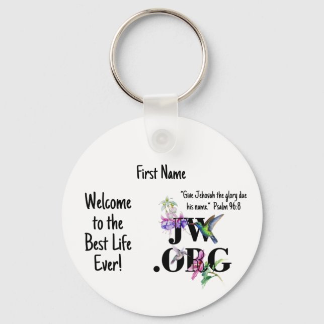 JW Personalized Baptism Gift Keychain for her (Front)