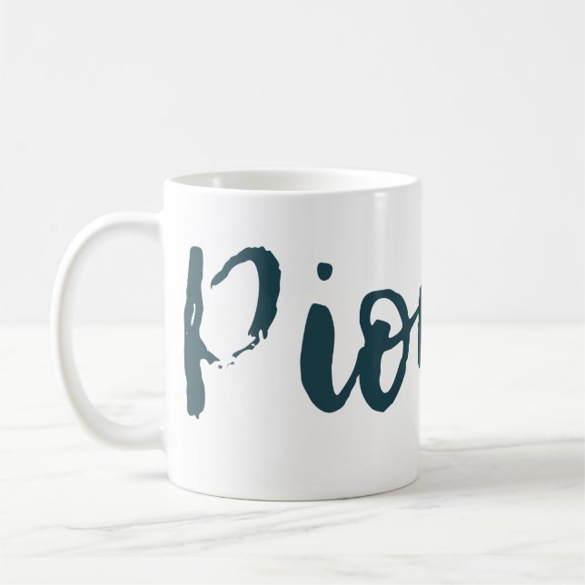 JW Pioneer Blue Green Wrap Around Mug (Left)