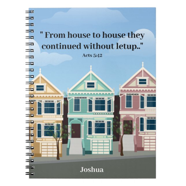 JW pioneer gifts Acts 5:42 personalized Notebook (Front)