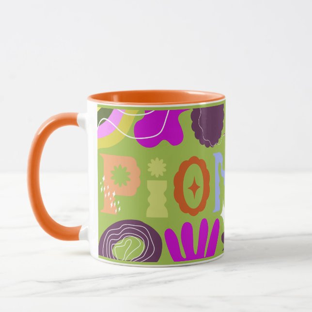 JW Pioneer Wavy Wrap Around Green Funky Mug (Left)