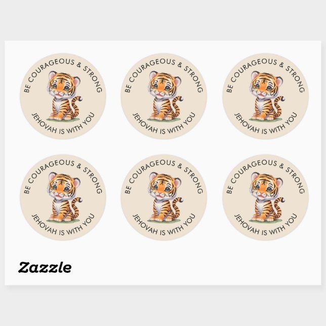 JW Round Stickers for Kids, Be Courageous & Strong (Sheet)