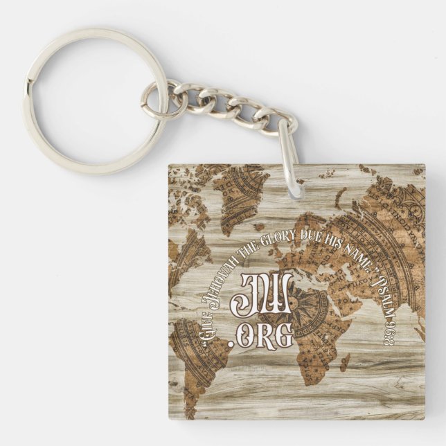 JW Vintage Map Keychain 2025 Year Text (Front)
