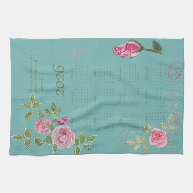 JW year text customize with calendar  Kitchen Towel (Horizontal)