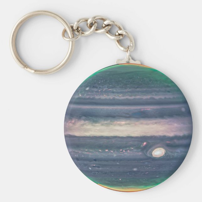 JWST Image of Planet Jupiter in Infrared Keychain (Front)