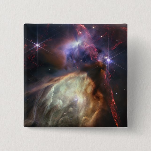 JWST Image of Rho Ophiuchi Stars 2 Inch Square Button (Front)