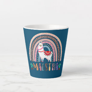 Jydo Rainbow Llama Maestra Teacher Spanish Latte Mug