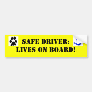 k0067988, dog-paw-print-black, Safe Driver: Liv... Bumper Sticker