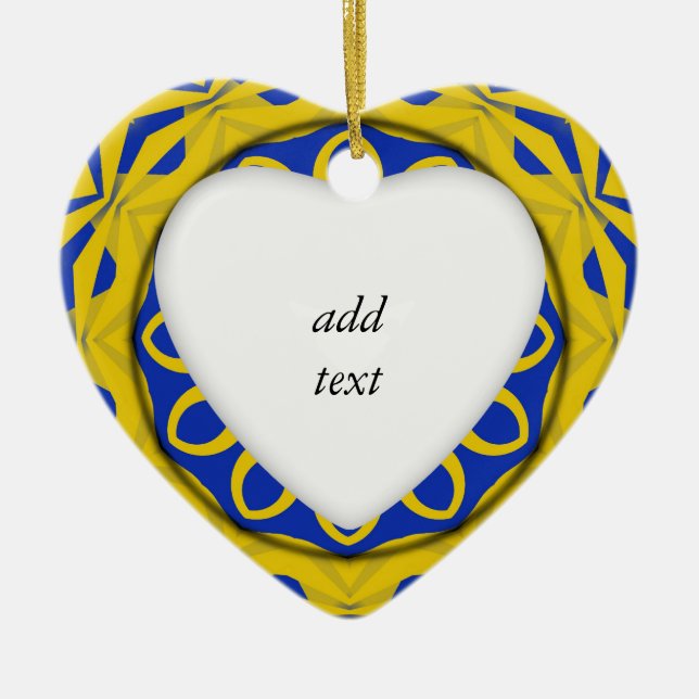 K128 Yellow & Blue Kali Ceramic Ornament (Front)