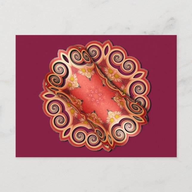 K143 Red Swirl Curl Postcard (Front)