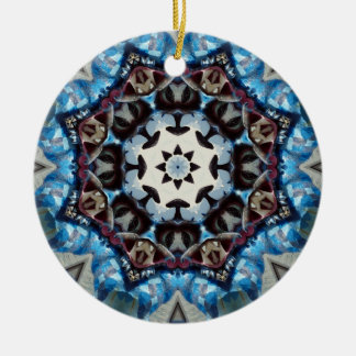 K186 Fancy Blue Octagon Ceramic Ornament