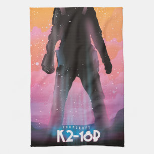 K2-18b exoplanet space art kitchen towel