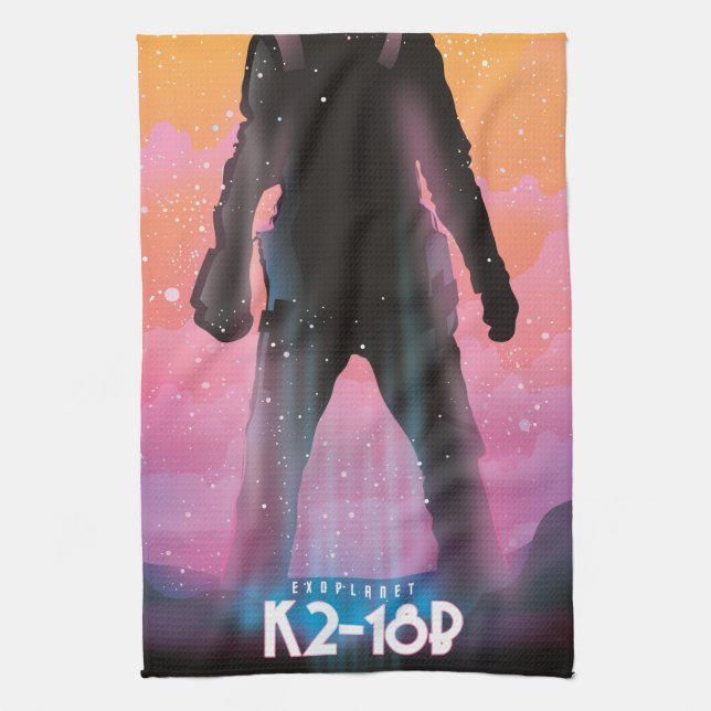 K2-18b exoplanet space art kitchen towel (Vertical)