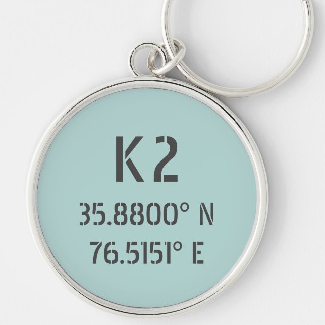 K2 Latitude and Longitude Keychain (Front)