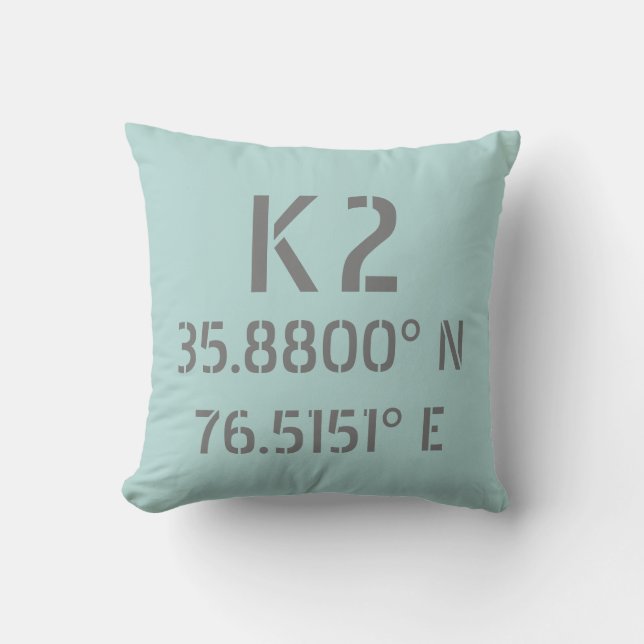K2 Latitude and Longitude Throw Pillow (Front)