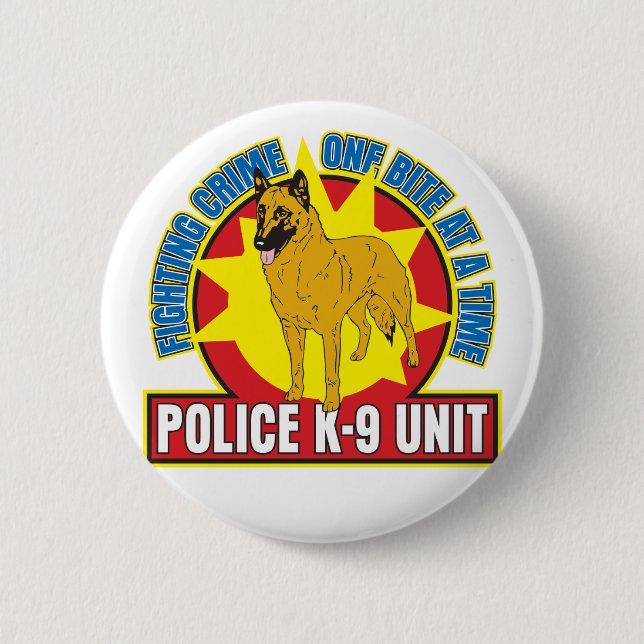 K9 Belgian Malinois Bite 2 Inch Round Button (Front)
