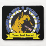 K9 Belgian Malinois Mouse Pad<br><div class="desc">Belgian Malinois dogs are on duty as K-9 officers throughout the world. This K-9 design features the head of a K9 Belgian Malinois dog with Police K-9 Unit text and dog paw print! The yellow banner has text you can edit! Add your K-9 dogs name here, your police department name...</div>