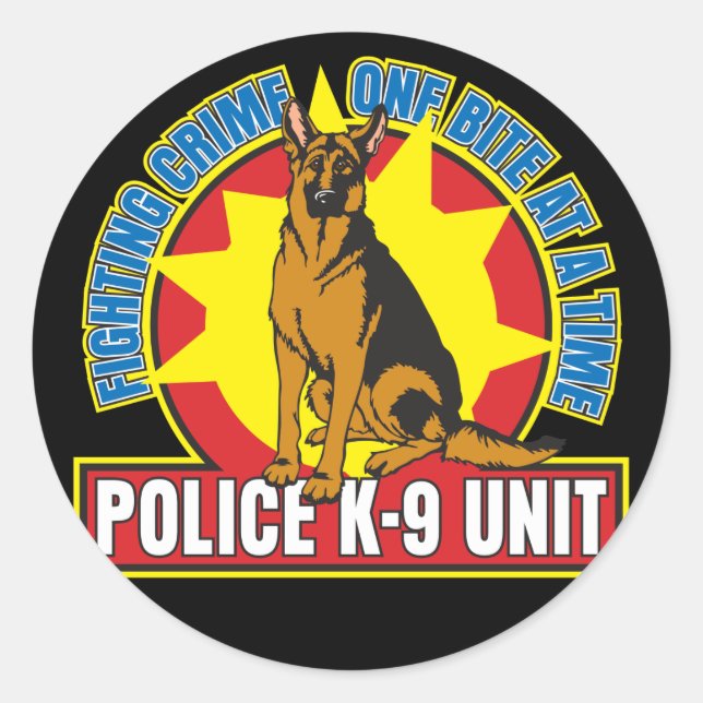 K9 German Shepherd Bite Classic Round Sticker (Front)