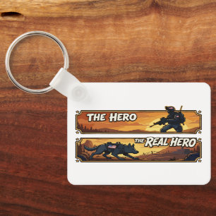 K9 Military Dog The Real Hero Sunset Art Keychain