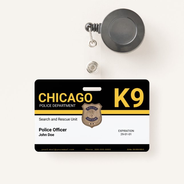 K9 Officer Badge (Front with Retractable)