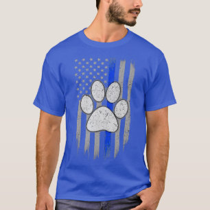 K9 Paw Thin Blue Line Flag T-Shirt