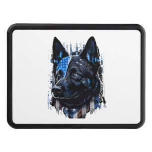 K9 Police Dog German Sherman American Flag Policem Trailer Hitch Cover