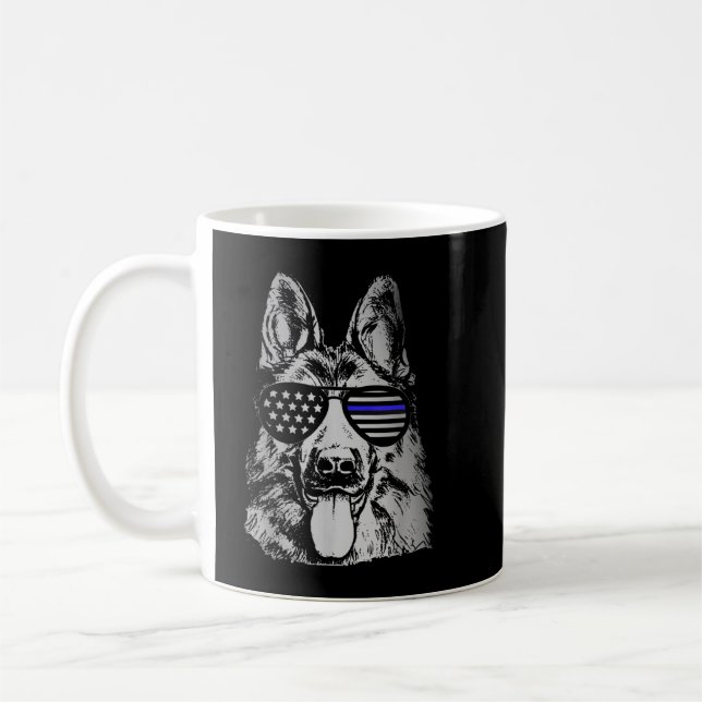 K9 Police Officer Shirt Police Dog Thin Blue Line  Coffee Mug (Left)