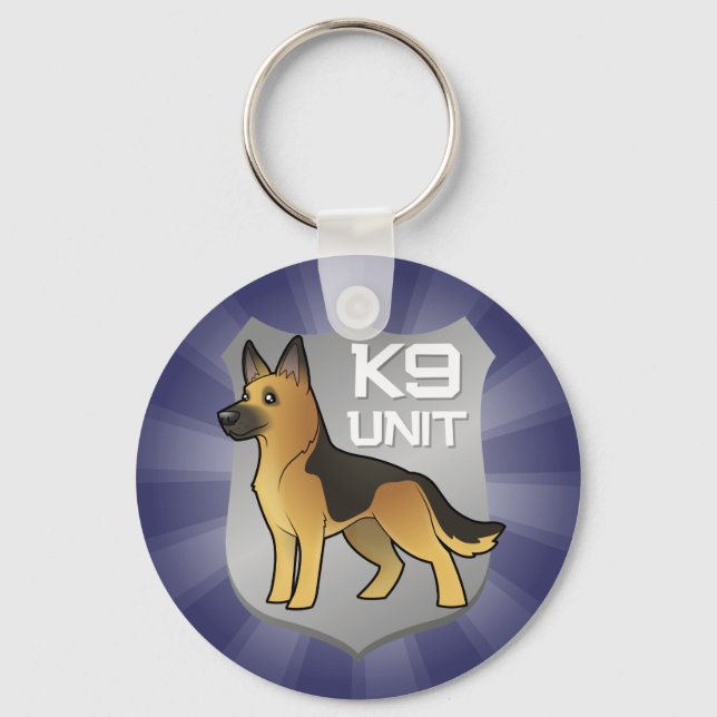 K9 Unit Cartoon German Shepherd Keychain (Front)
