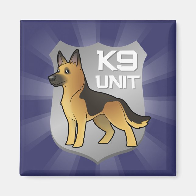 K9 Unit Cartoon German Shepherd Magnet (Front)